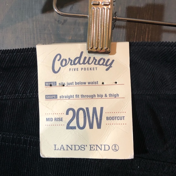 NWT Lands End black mid-rise boot cut corduroy in a 20W - Picture 4 of 7